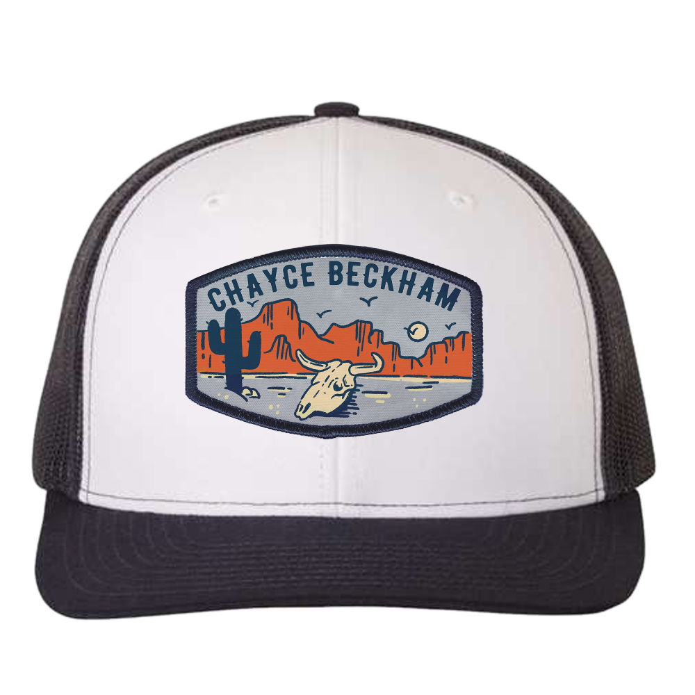 White and Navy Western Patch Ballcap